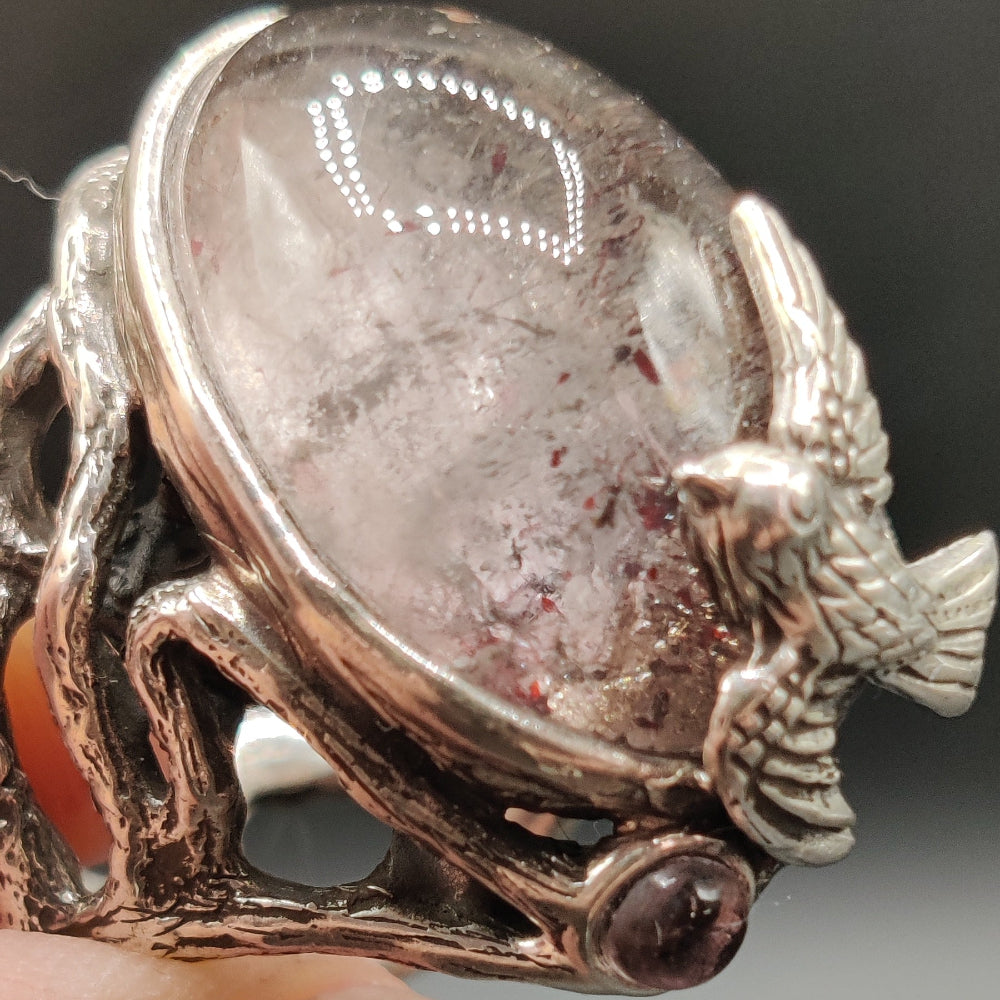 Anillo en plata y amatista con inclusiones