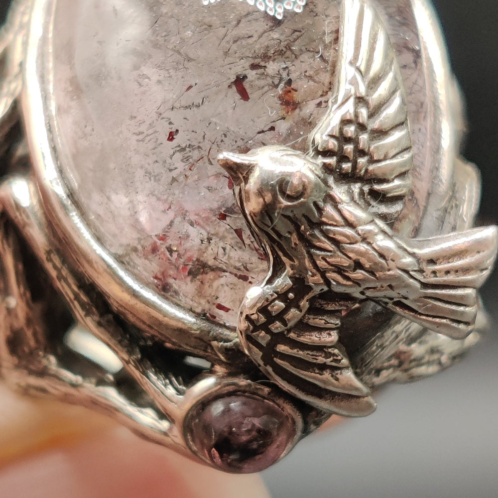 Anillo en plata y amatista con inclusiones