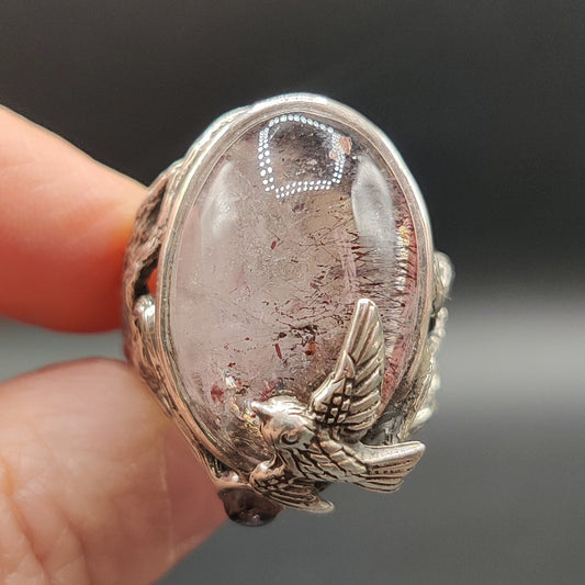 Anillo en plata y amatista con inclusiones