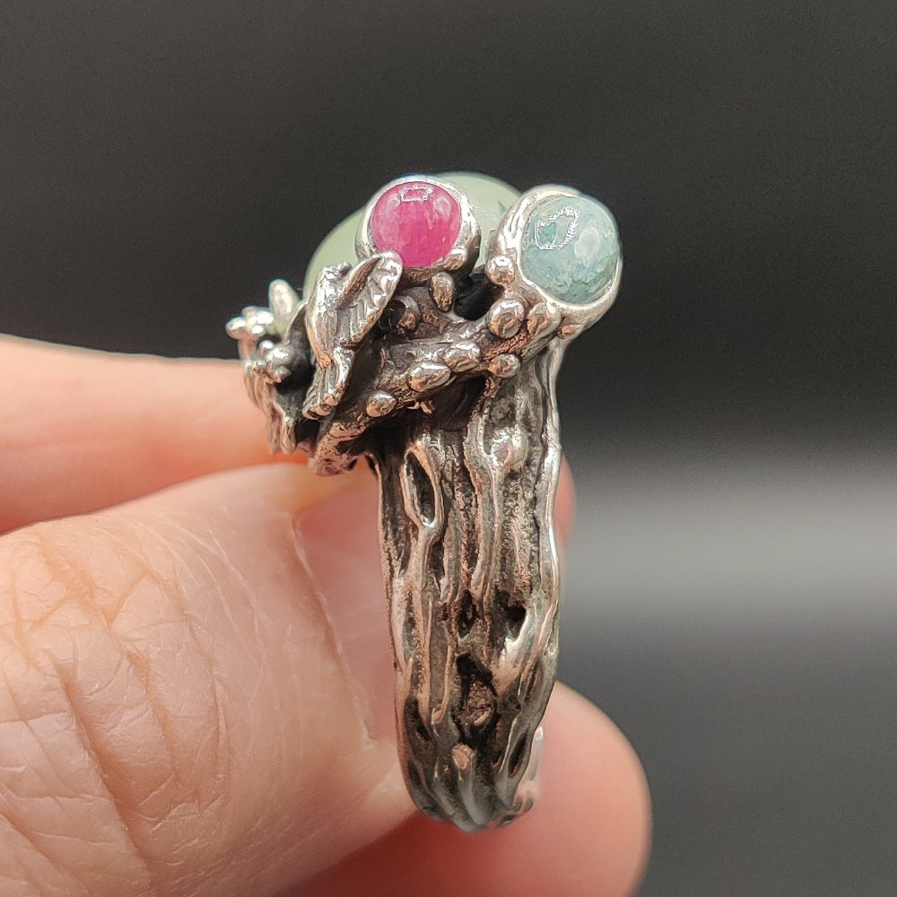 Anillo en plata y prehenita