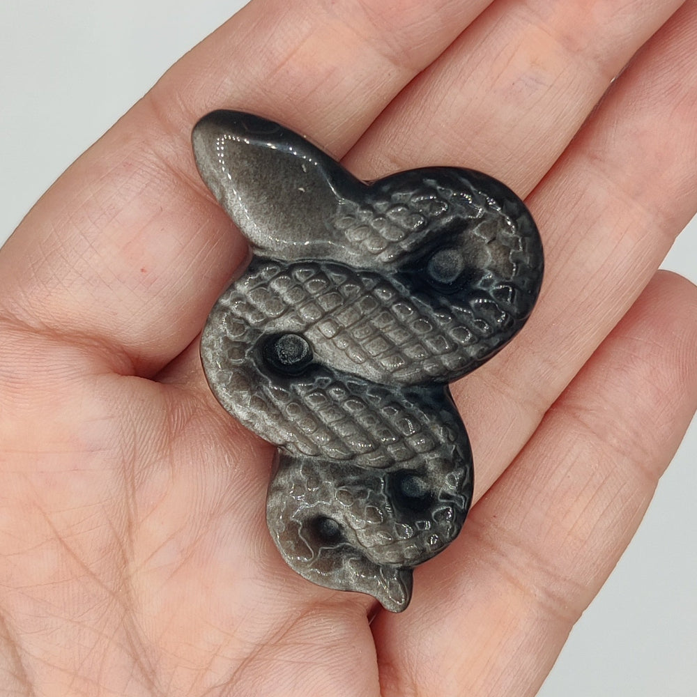 Obsidiana plateada colgante serpiente