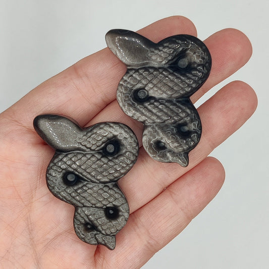 Obsidiana plateada colgante serpiente