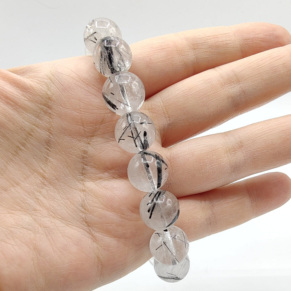 Pulsera de cuarzo con turmalina