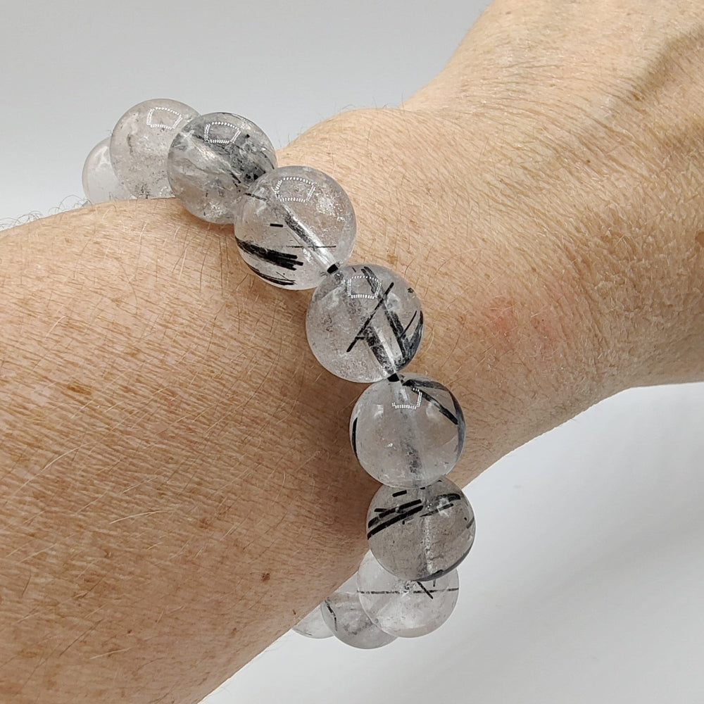 Pulsera de cuarzo con turmalina