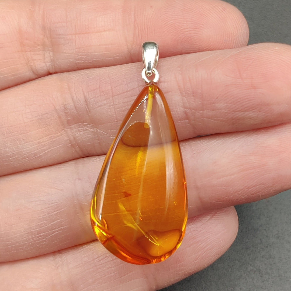 Colgante gota Ámbar con plata