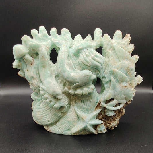 Fondo marino tallado en Aragonito azul